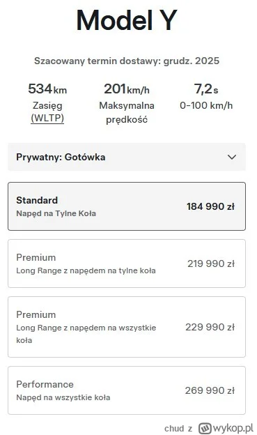 chud - Gdybyście mieli kupić nową Teslę Y, to którą?

Performance proszę nie brać pod...