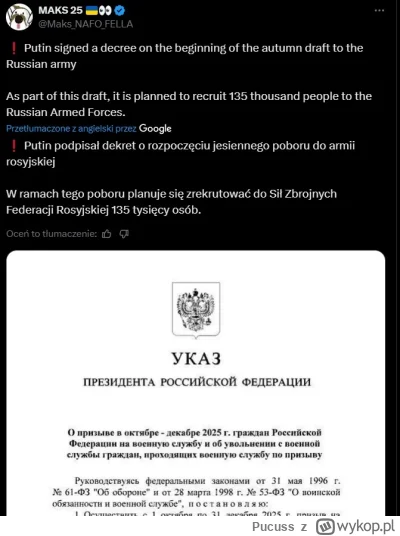 Pucuss - kolejne 135 tysięcy kacapów do zmielenia
#ukraina #rosja #wojna