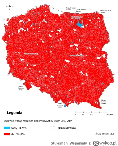 StulejmanWspanialy - Mapa przedstawia stan jakości rzek w Polsce w latach 2019-2024. ...