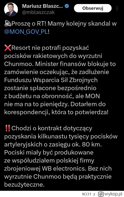N331 - Blaszak kupuje wyrzutnie rakiet bez produkcji rakiet. Koreańczyki jako produce...