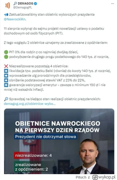 Pituch - @tulipana demagog zaliczył dwie ustawy jako spełnione obietnice, bo Nawrocki...