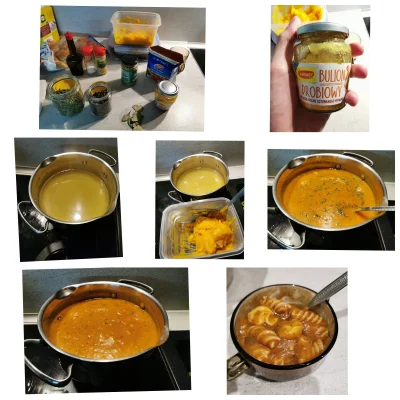 Borealny - Na końcu zupa dyniowa. Ugotowałem litr wody i dodałem do tego trzy łyżki b...
