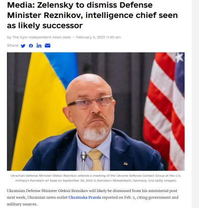 mel0nik - Według Ukraińskiej Prawdy szef ukraińskiego MONu Reznikow ma w najbliższym ...