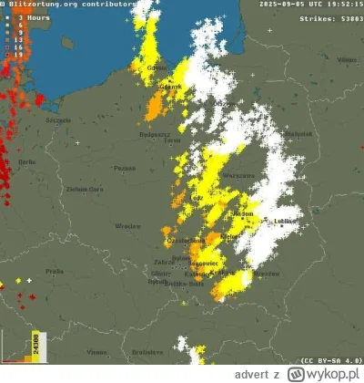 advert - Mapa wczorajszych wyładowań. Ależ jestem dumny z warszawskiej tarczy antybur...