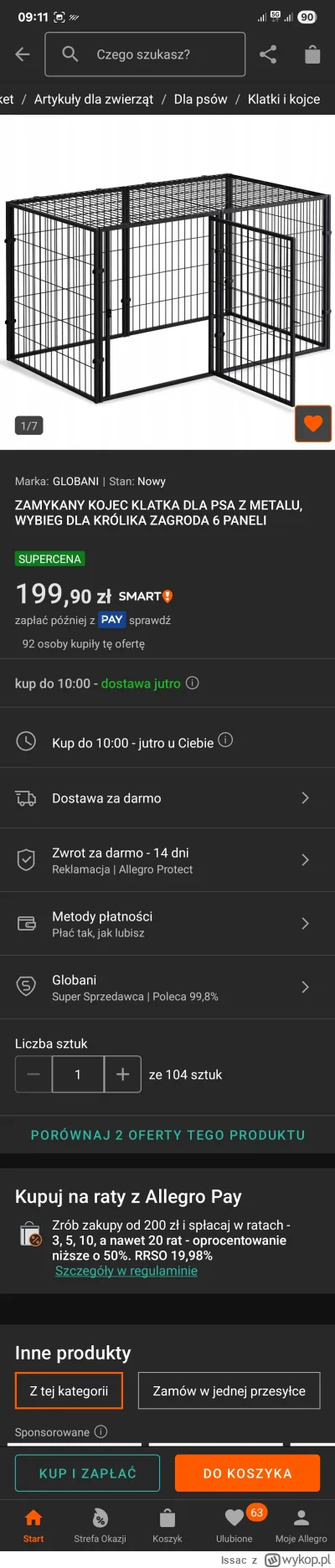 Issac - #allegro

Mirki, chcialem kupić kojec, ale brak opinii o tym produktu, a poda...