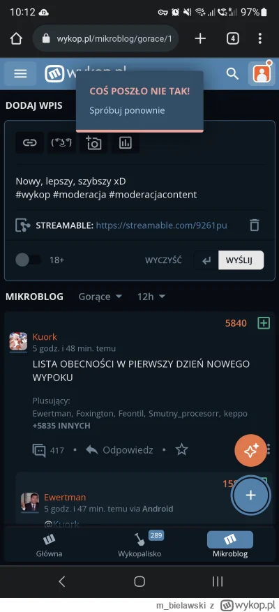 m_bielawski - I jeszcze to przy probie dodania wpisu xD
(Komentarz tez musialem dwa r...