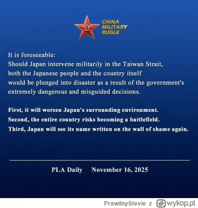 PrawilnyStevie - Chiny grożą Tajwanowi „nieuchronną katastrofą” i zmianą Japonii „w p...