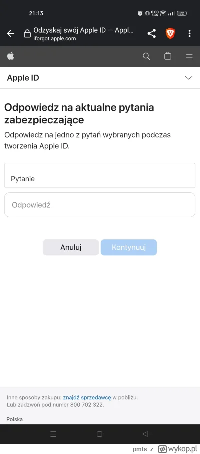 pmts - gratulacje dla #apple , jeżeli nie pamiętasz odpowiedzi na pytania zabezpiecza...