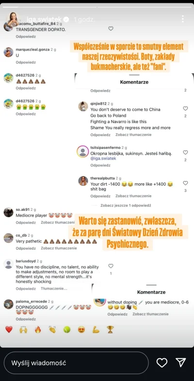 Marekexp - Iga Świątek dzieli się otrzymanym hejtem. Jak tym ludziom nie wstyd? ;_; 
...