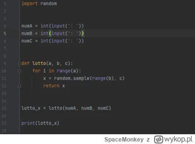 SpaceMonkey - #python #naukaprogramowania
stworzyłem taki o to kod tylko że nieważne ...