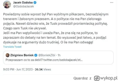 Quardoz - #bekazpisu #mecz #polityka  Jeżeli według tego bezmózga pisowskiego Zibi by...