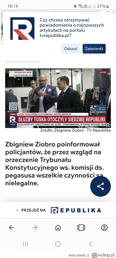 marcinnet - @takJakLubimy: o 10:25 opuszczał tv republikę, wezwanie miał na 10:30. Wy...