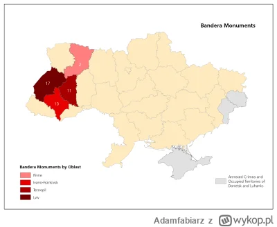 Adamfabiarz - Pomniki poświęcone Banderze na mapie Ukrainy wg obwodów (województw).

...