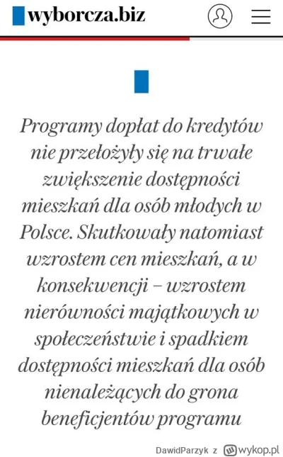 DawidParzyk - "Programy dopłat do kredytów nie przełożyły się na trwałe zwiększenie d...