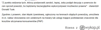 Roess - #powodz 
I co? Bezwzględnie wprowadził ceny urzędowe, czy bezwzględnie czekaj...