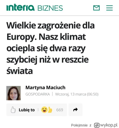 Polejmnie - Jeżeli Europa emitująca kilka razy mniej CO2 niż inne kontynenty ociepla ...