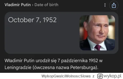 WykopGwalciWolnoscSlowa - Dziś urodziny obchodzi Władimir Putin, gdyby nie jego specj...