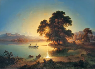 PeterWeiss - Obraz “Sunset over Lake Chiemsee” autorstwa Johanna Felixa von Schillera...