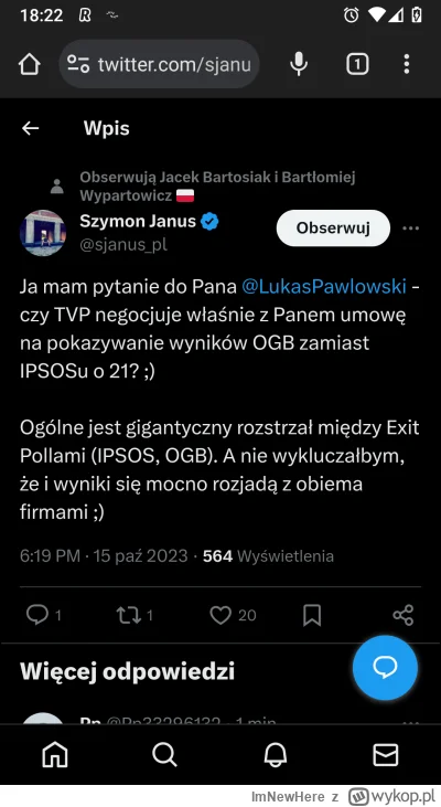 ImNewHere - Jest mega rozstrzał w exit poll jedne podobno wskazują na mega przewagę p...