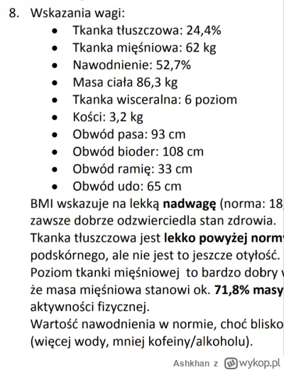 Ashkhan - Dostałem wykaz składu ciała, ostatnie lata głównie biegi 10-15 km i pompki,...