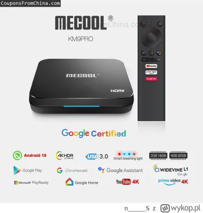 n____S - ❗ MECOOL KM9 Pro 2/16GB VC TV Box
〽️ Cena: 36.15 USD (dotąd najniższa w hist...