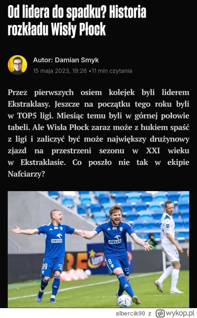 albercik90 - @likeFap tak, tak a Wisła mistrzem Polski