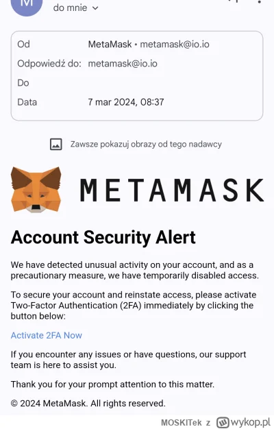 MOSKITek - #kryptowaluty #scam #oszukujo #metamask  Uważajcie na scam. Jestem przekon...