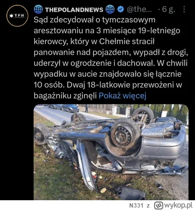 N331 - Dla biednych za zabicie dwóch osób samochodem jest 20 lat, dla wpływowych adwo...