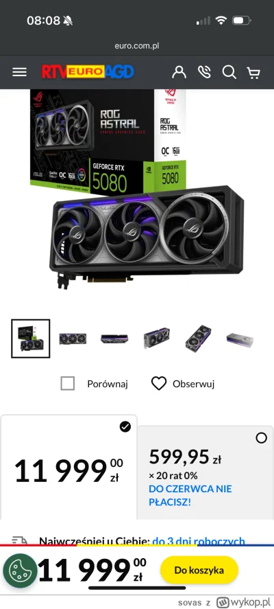 sovas - @EstetycznyKredens: kupujcie szybko bo zaraz zniknie - 5080 w cenie 5090 prom...