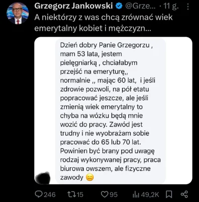 GangKobry - Nie można zrównać wieku emerytalnego bo kobiety ciężko pracują. A mężczyz...