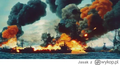 Jasak - Koloryzowane zdjęcie ataku na Pearl Harbor gdzie USA rozpoczęły brutalny i ni...