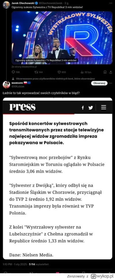 Zenzowaty - I to się nazywa "wejscie w nowy rok".
#manipulacja #polska #tvrepublika #...