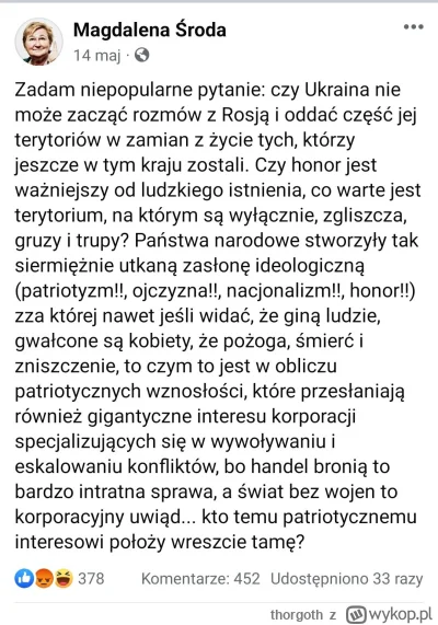 thorgoth - Jakby ktoś nie wiedział dlaczego Lewica w tym kraju umiera. 
Prof. Środa b...