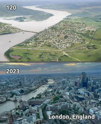 Selina_ - Zdjęcia Londynu zrobione z drona - prawie 2000 tysiące lat różnicy. 
SPOILE...