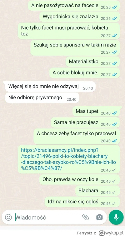 F.....z - Dalsza część rozmowy, ale już po tym jak mnie zablokowała