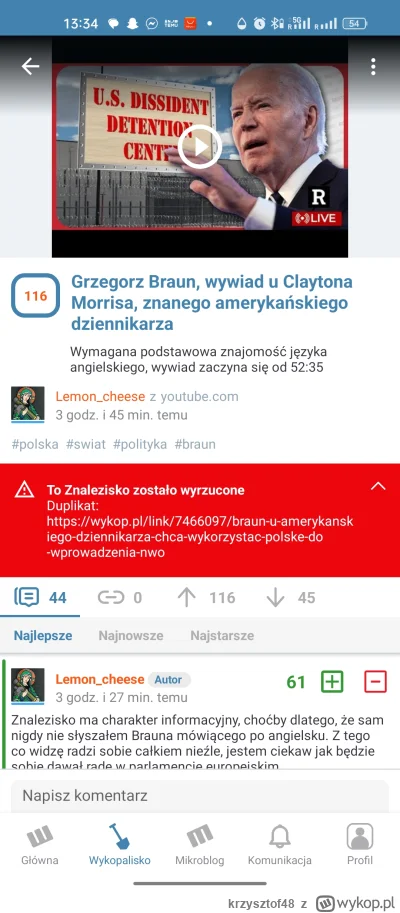 krzysztof48 - Nie przepadam za Braunem ale czemu moderacja blokuje jakiś temat który ...