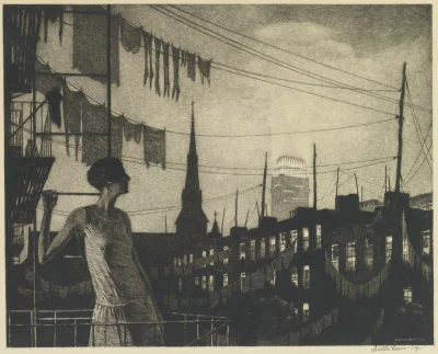 GARN - #sztuka #art autor: Martin Lewis, Glow of the City, 1929