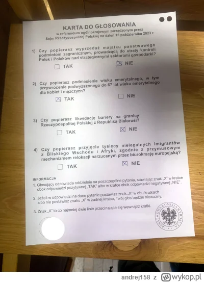 andrej158 - Tak trzeba było głosować.
#wybory #referendum #pokazkartedoglosowania