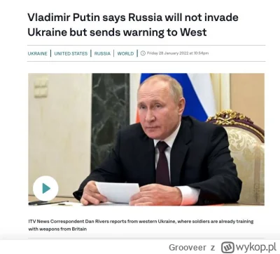 Grooveer - Tutaj zapewnienie Putina niecały miesiąc przed inwazją ( ͡° ͜ʖ ͡°)
#wojna ...