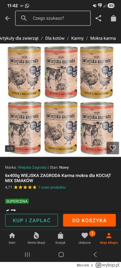 Meciek - @Szym3kSzym3k ja kupuje zwierzecą zagrode, jest kilka smakow przeznaczonych ...