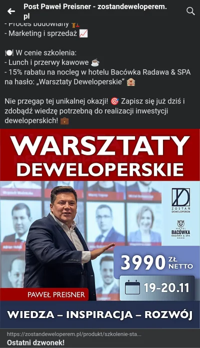fockinA - 3990zł netto to nieduża kwota za bezcenną wiedzę, dodatkowo lunch, przerwy ...
