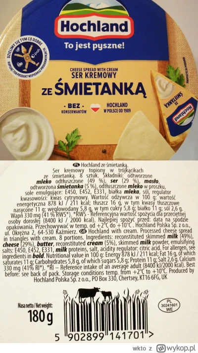 wkto - #listaproduktow
#sertopiony kremowy ze śmietanką Hochland
aktualny skład oraz ...
