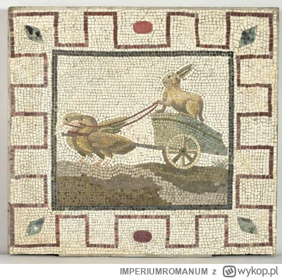 IMPERIUMROMANUM - Rzymska mozaika przedstawiająca królika pędzącego rydwanem ciągnięt...