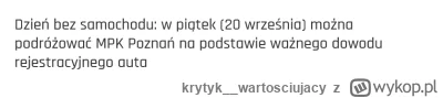 krytyk_wartosciujacy - Dzisiaj #poznan obchodzi "dzień bez samochodu"
I jak tam Pyry_...