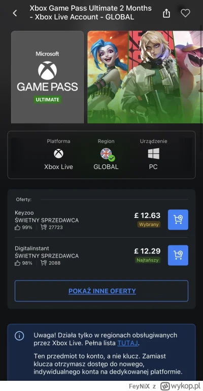 FeyNiX - Takie pytanie (niżej link) znalazłem ciekawą ofertę konta z game pass, ogóln...