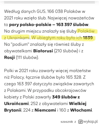 szasznik - >zony z ukrainy to mit

@typowy_lobuz: śluby Polaków z Ukrainkami to najcz...