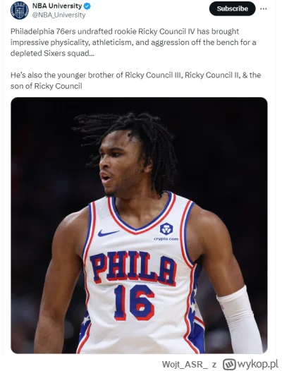 WojtASR - til, że rookie sixers Ricky Council IV ma dwóch starszych braci - Rickiego ...