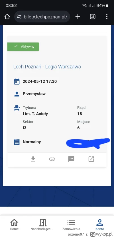 przemo97 - Ktoś chętny na bilet #lechpznan #legia oddam za darmo. Jak kupowałem zapom...