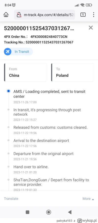 patrykz103 - #tracking czy ktos mógłby mi powiedzieć co oznacza to AMS ? Pierwszy raz...