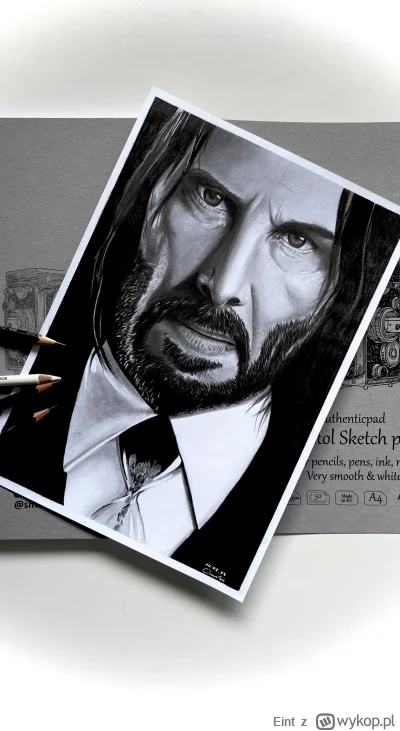 Eint - John Wick (Keanu Reeves). Portret wykonałem ołówkami w formacie A4. Czas pracy...